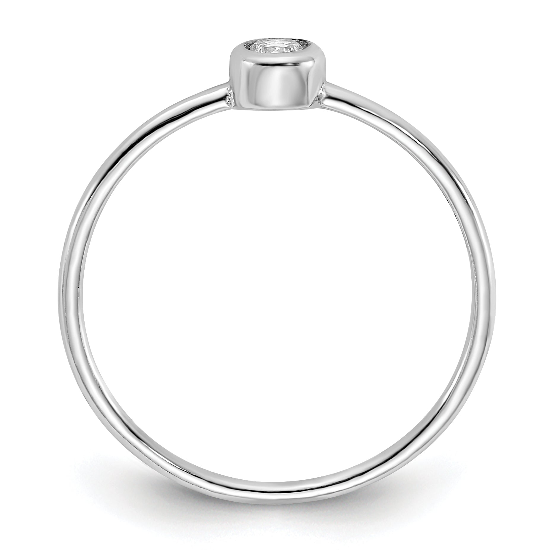 Sterling Silver Rhodium-plated Polished CZ Circle Ring Secondary image
