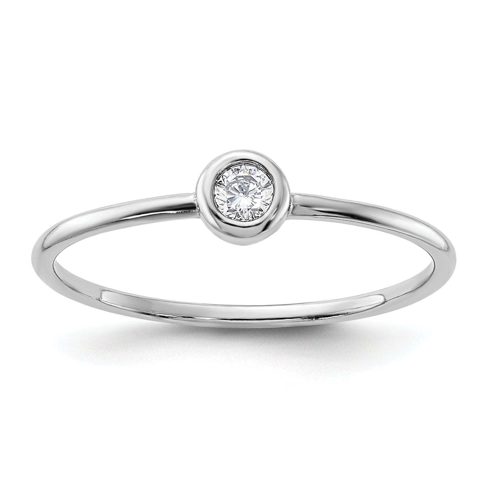 Sterling Silver Rhodium-plated Polished CZ Circle Ring Main image