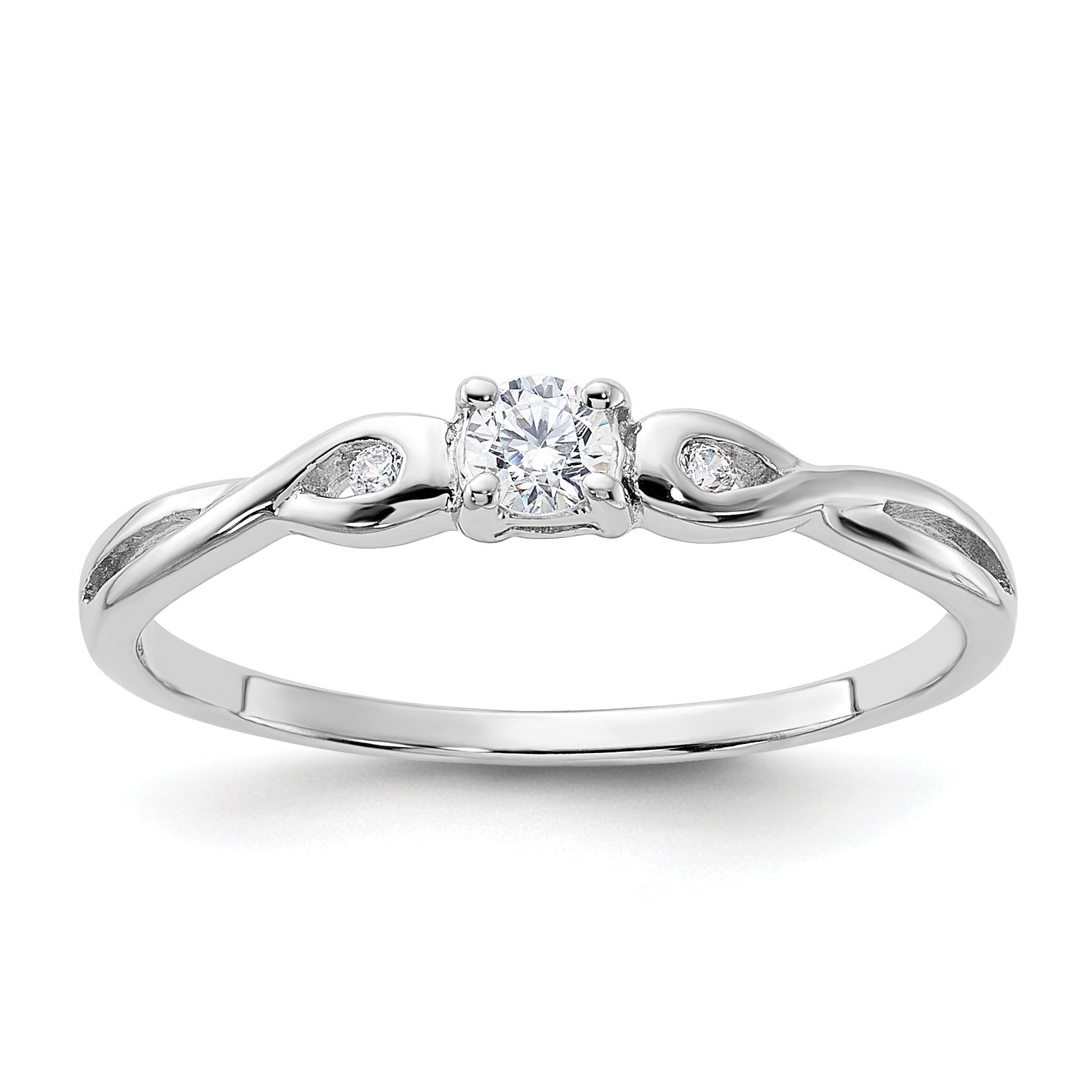 Sterling Silver Rhodium-plated and CZ Ring Main image