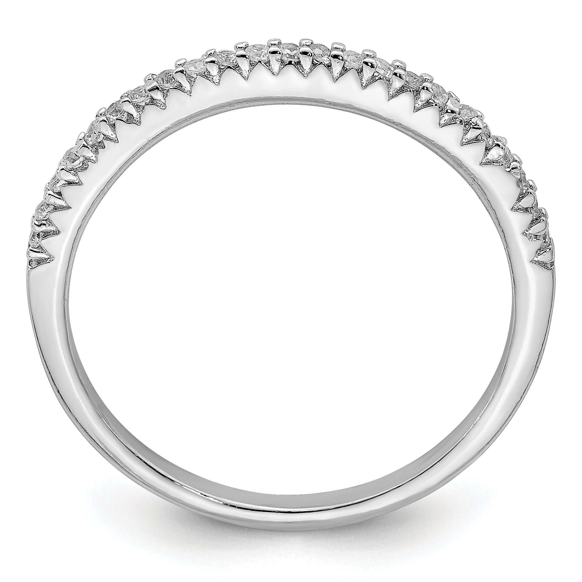 Sterling Silver Rhodium-plated Polished CZ Ring Secondary image