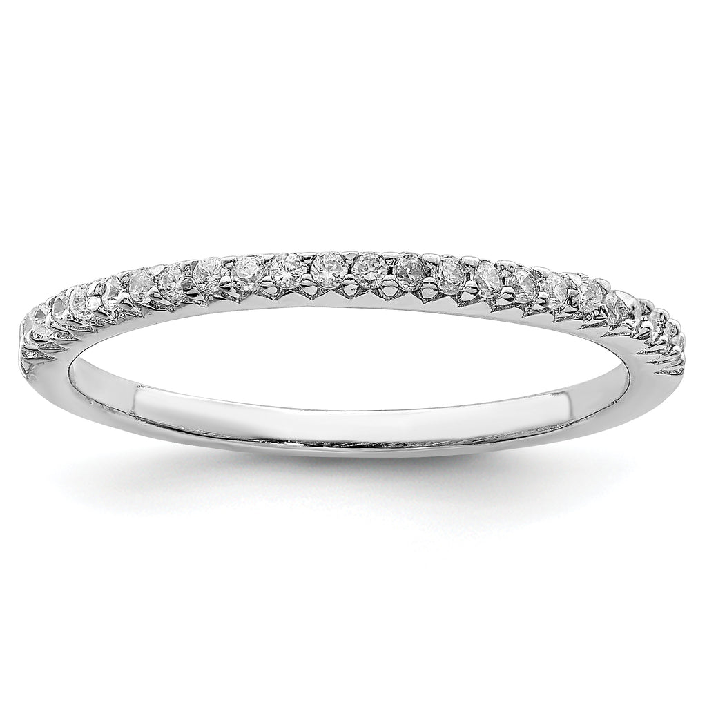 Sterling Silver Rhodium-plated Polished CZ Ring