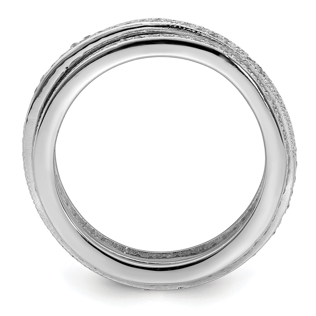 Sterling Silver Polished Rhodium-Plated Cubic Zirconi Pave' Eternity Motion Ring