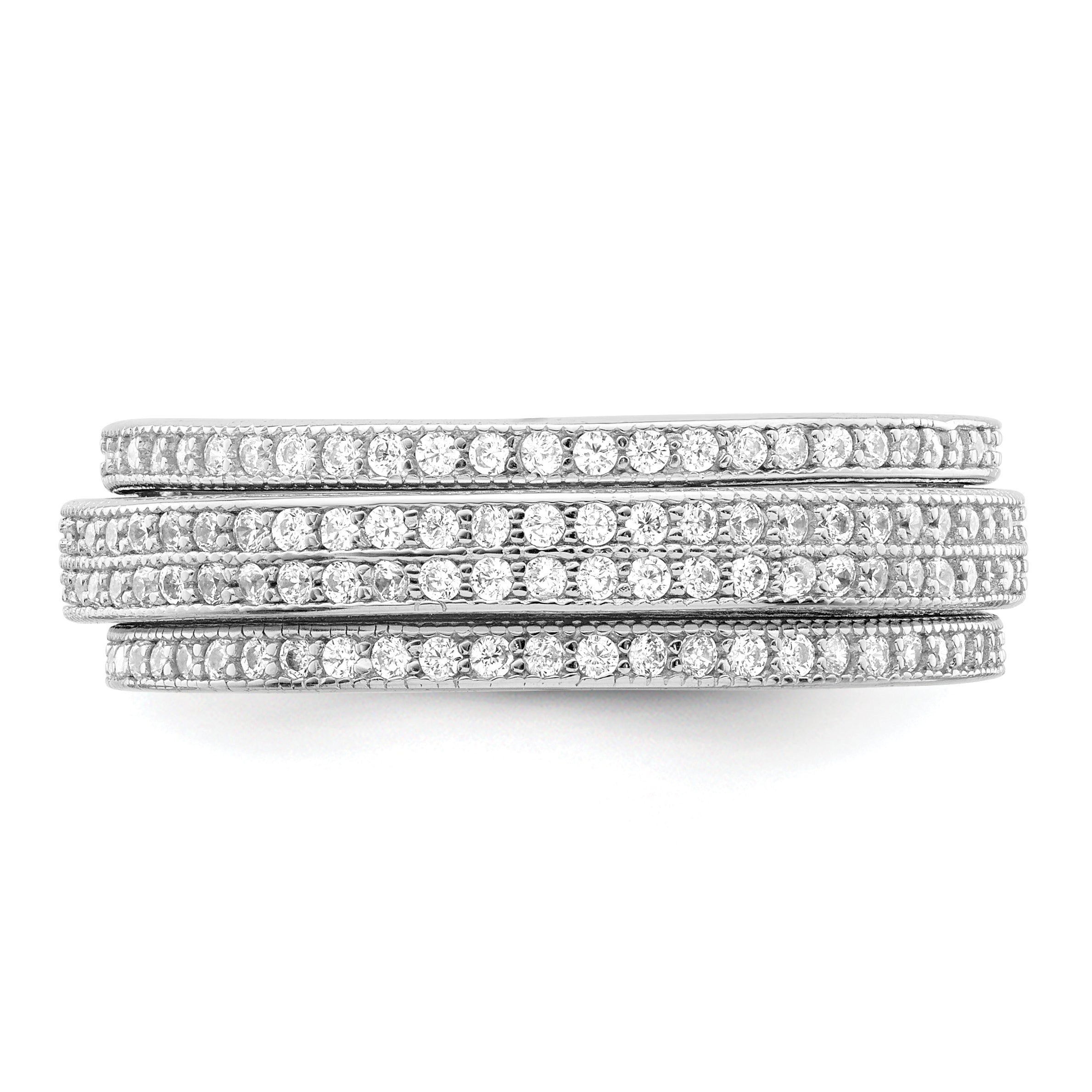 Sterling Silver Polished Rhodium-Plated Cubic Zirconi Pave' Eternity Motion Ring