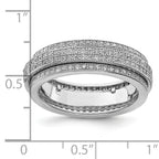 Sterling Silver Polished Rhodium-Plated Cubic Zirconi Pave' Eternity Motion Ring