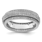 Sterling Silver Polished Rhodium-Plated Cubic Zirconi Pave' Eternity Motion Ring