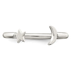 Sterling Silver Polished Half Moon and Star Adjustable Ring