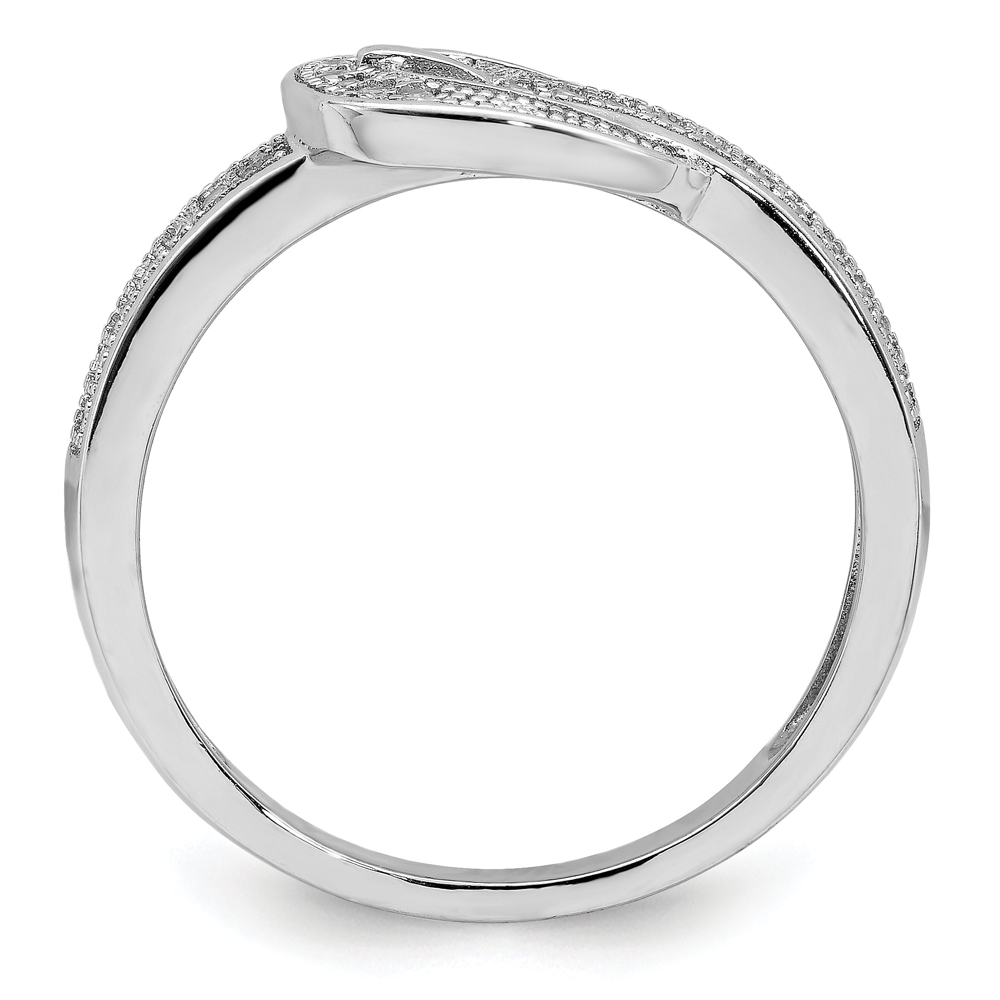 Sterling Silver Rhodium-plated CZ Buckle Ring Secondary image