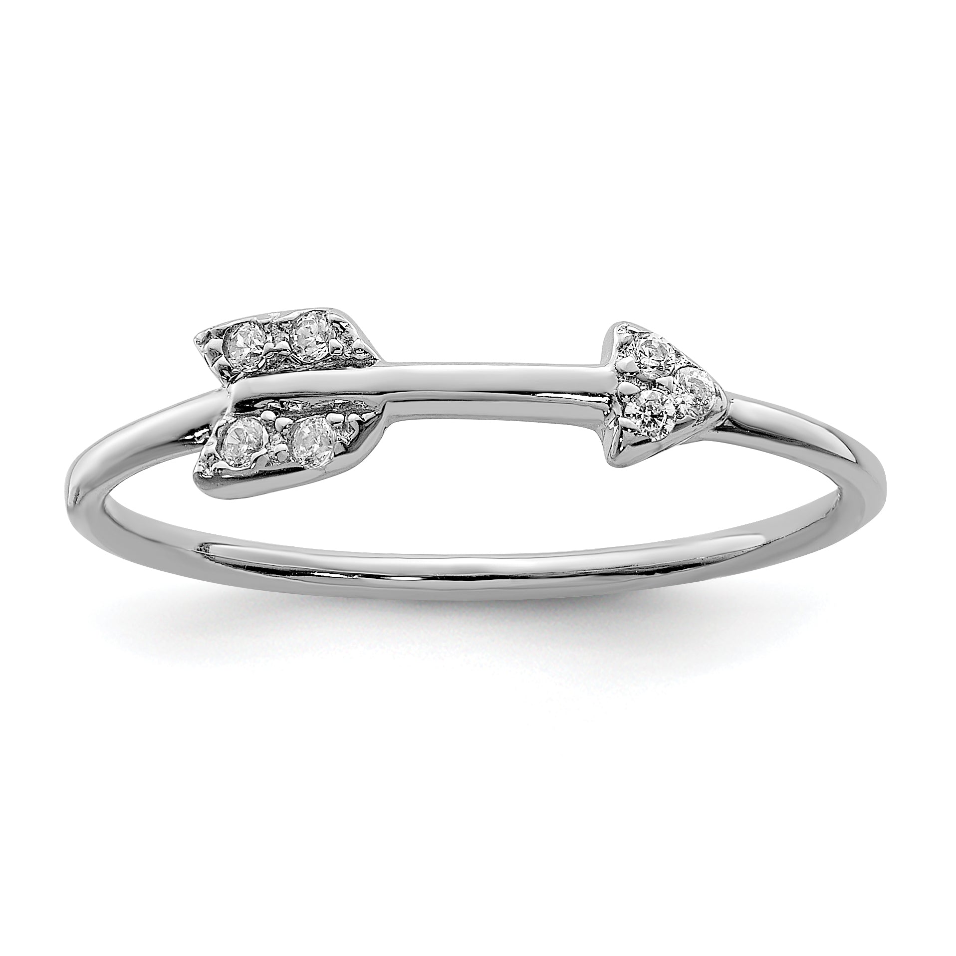 Sterling Silver Rhodium-plated Polished CZ Arrow Ring Main image