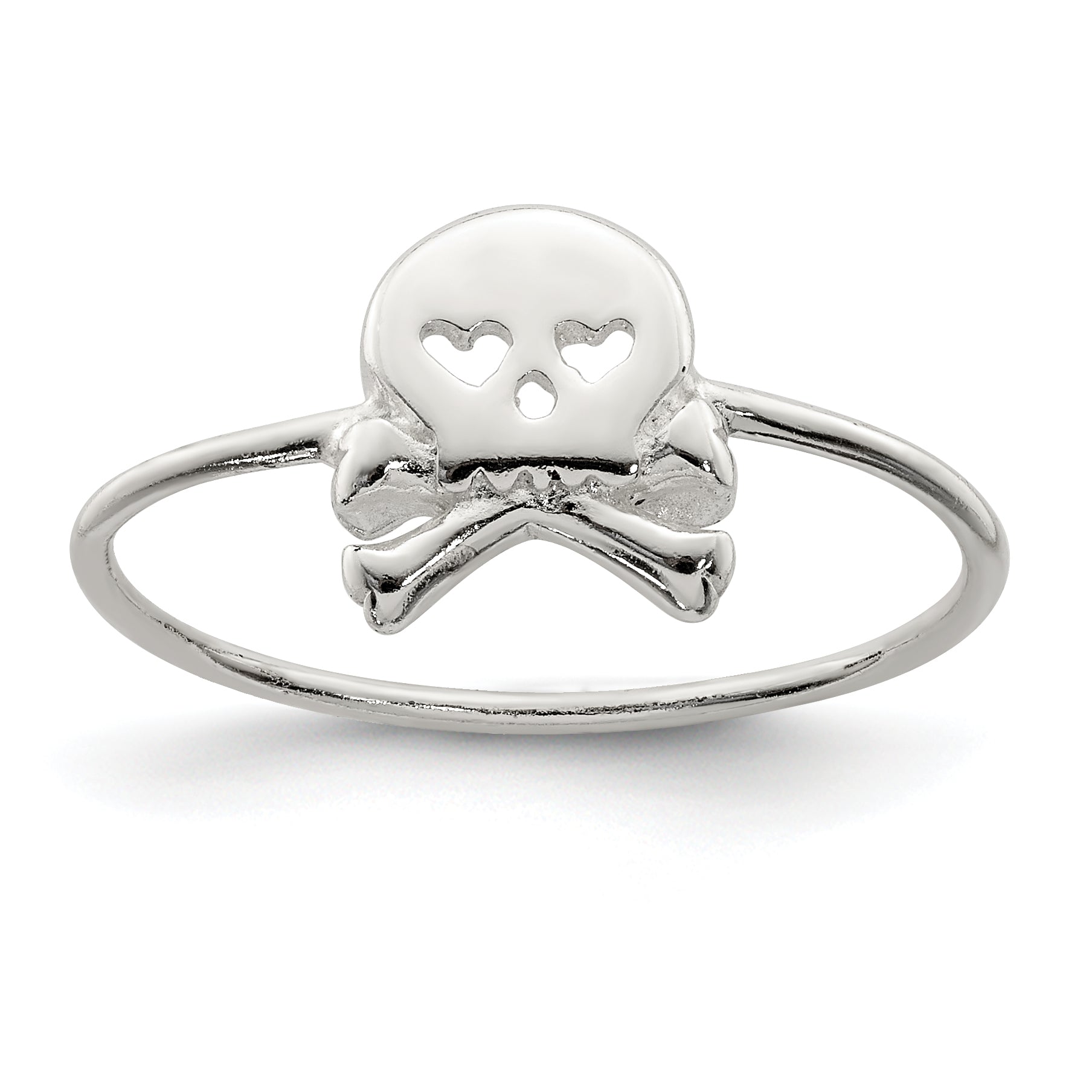 Sterling Silver Polished Skull & Crossbones Ring Main image
