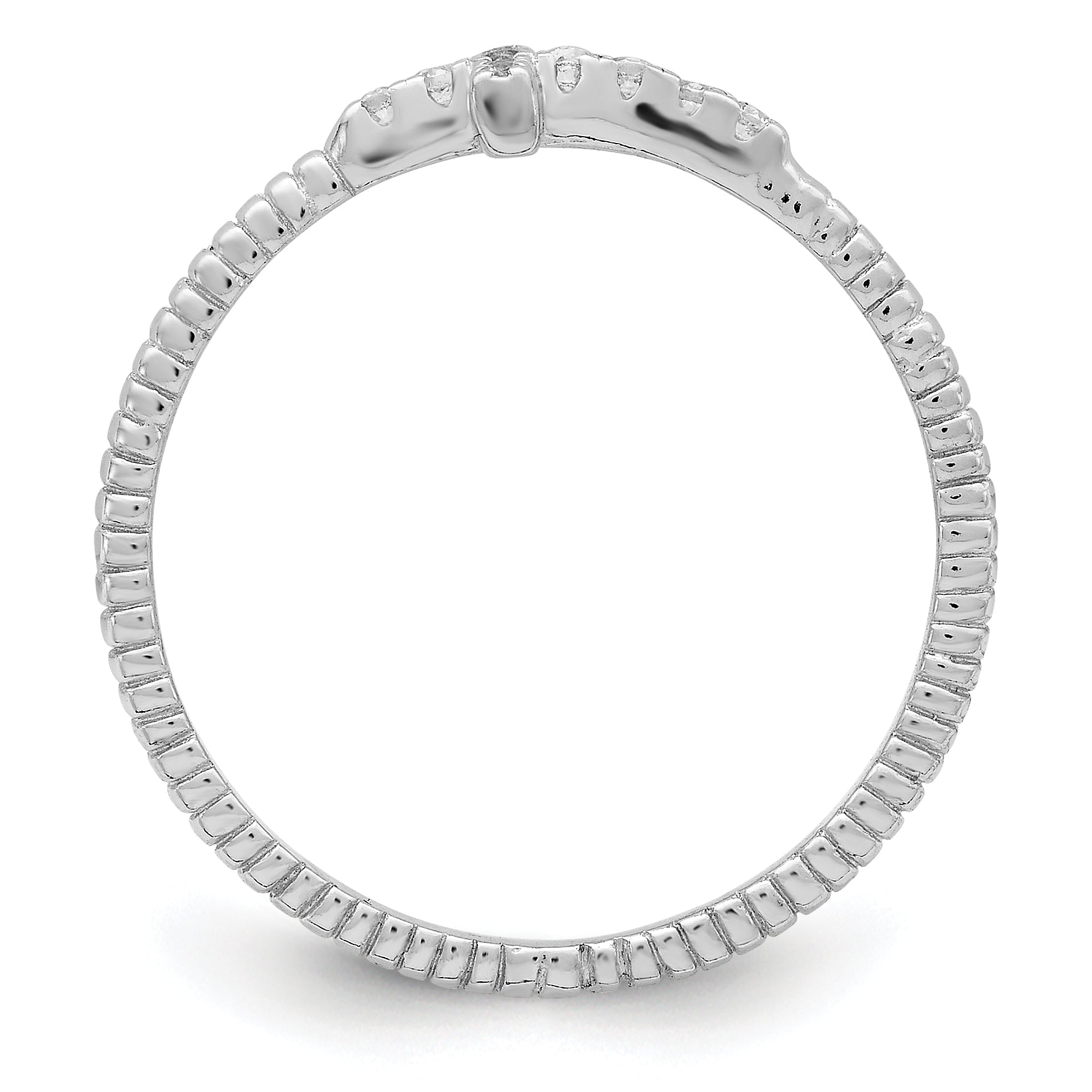 Sterling Silver Rhodium-plated Polished & Textured CZ Cross Ring Secondary image