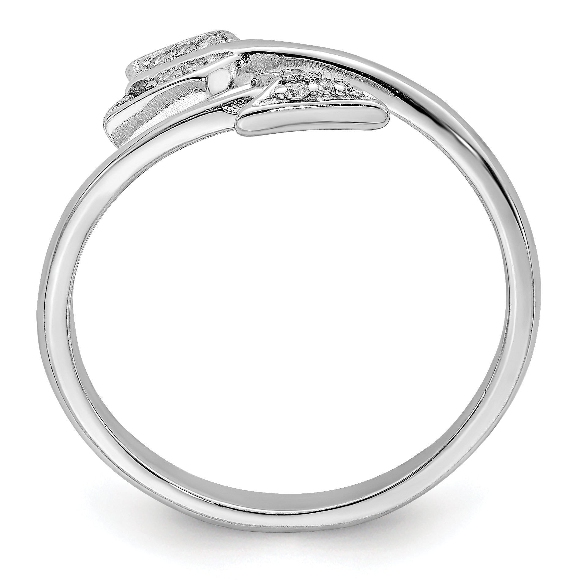 Sterling Silver Rhodium-plated Polished CZ Arrow Adjustable Ring