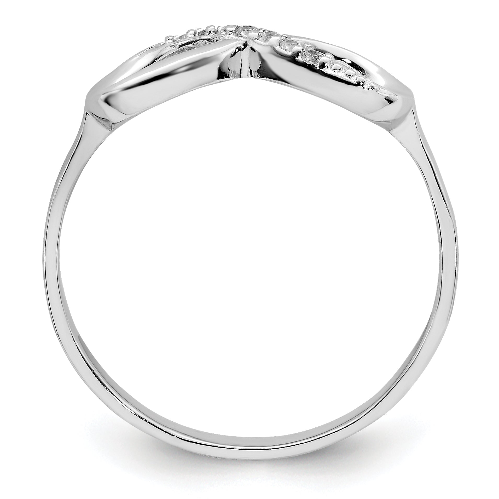 Sterling Silver Rhodium-plated Polished CZ Infinity Ring Secondary image