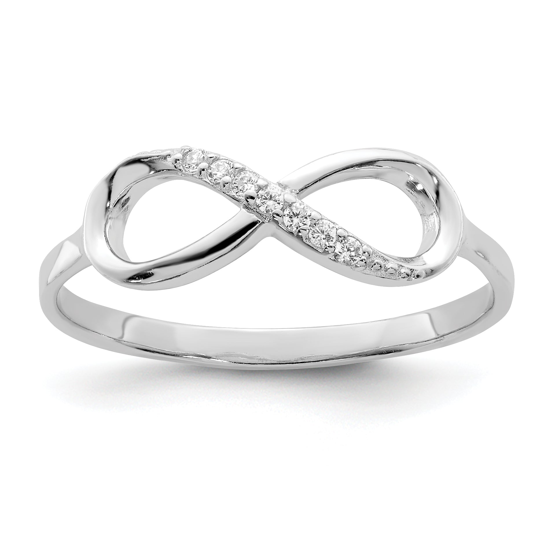 Sterling Silver Rhodium-plated Polished CZ Infinity Ring Main image