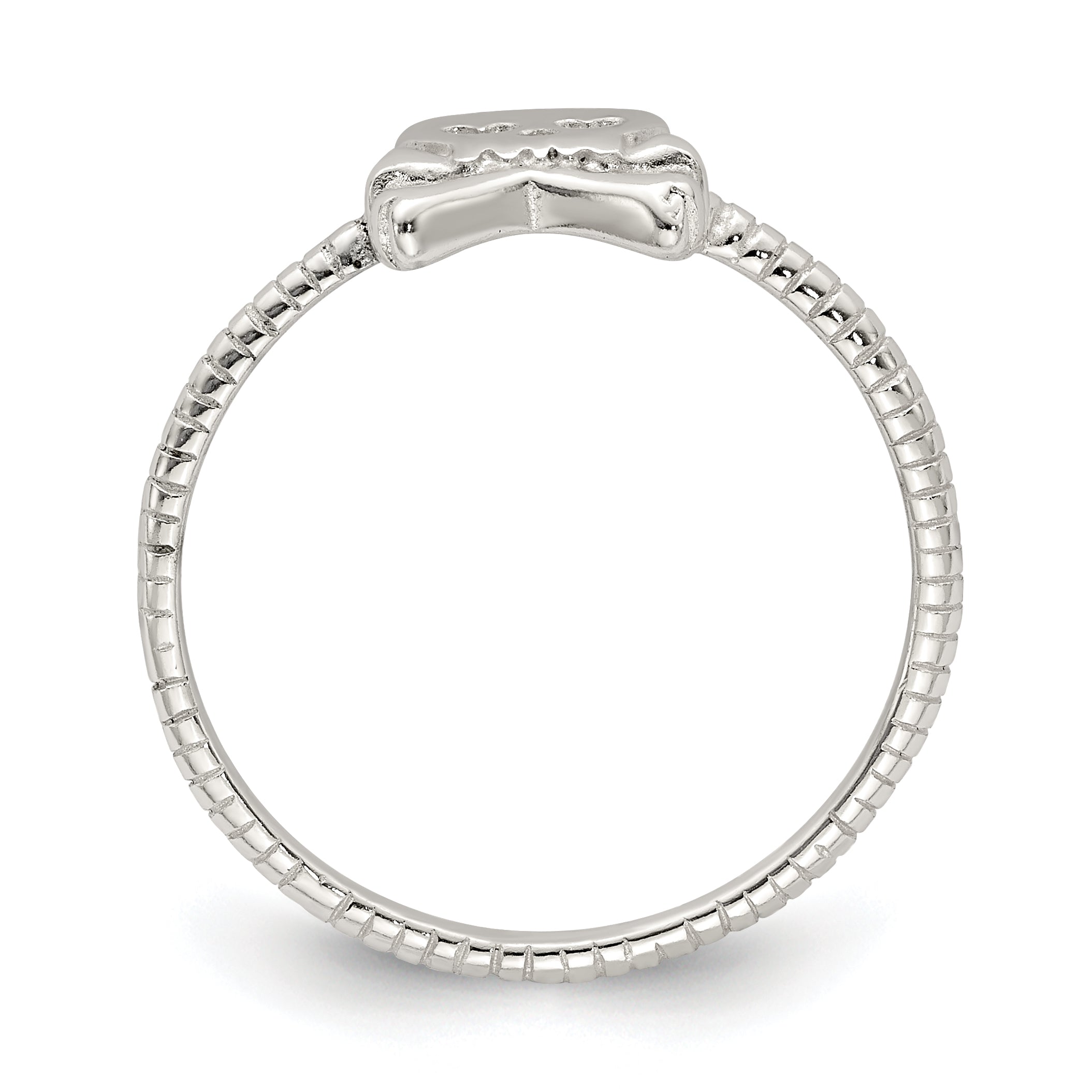 Sterling Silver Polished & Textured Skull & Crossbones Ring Secondary image