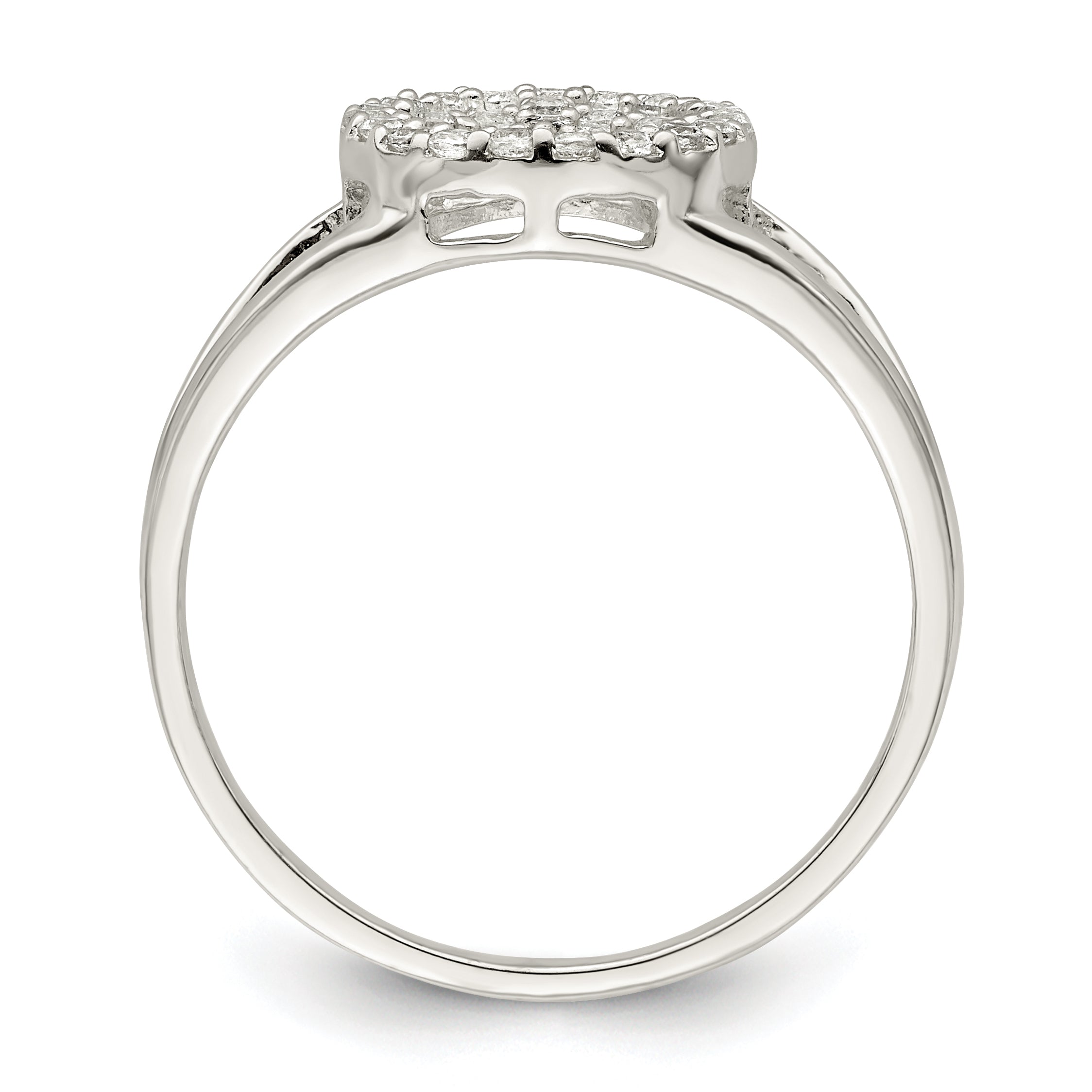 Sterling Silver Polished CZ Peace Sign Ring Secondary image