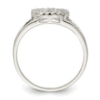 Sterling Silver Polished CZ Peace Sign Ring