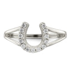 Sterling Silver Polished CZ Horseshoe Ring