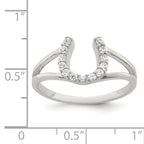 Sterling Silver Polished CZ Horseshoe Ring