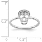 Sterling Silver Rhodium-plated CZ Skull Ring