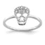 Sterling Silver Rhodium-plated CZ Skull Ring