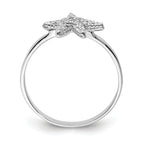 Sterling Silver Rhodium-plated Polished CZ Starfish Ring