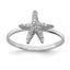 Sterling Silver Rhodium-plated Polished CZ Starfish Ring