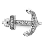 Sterling Silver Rhodium-Plated Polished and Textured Cubic Zirconi Anchor Ring