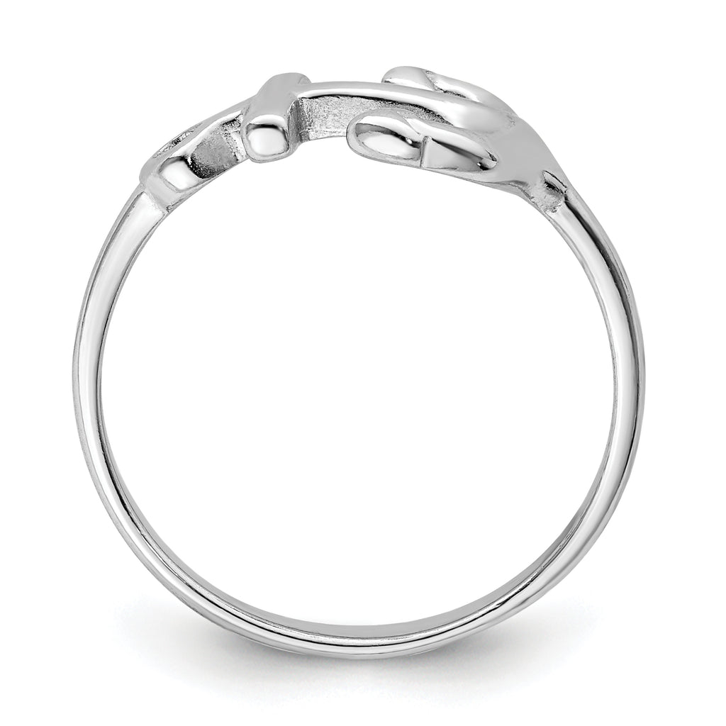 Sterling Silver Rhodium-plated Polished Anchor Ring