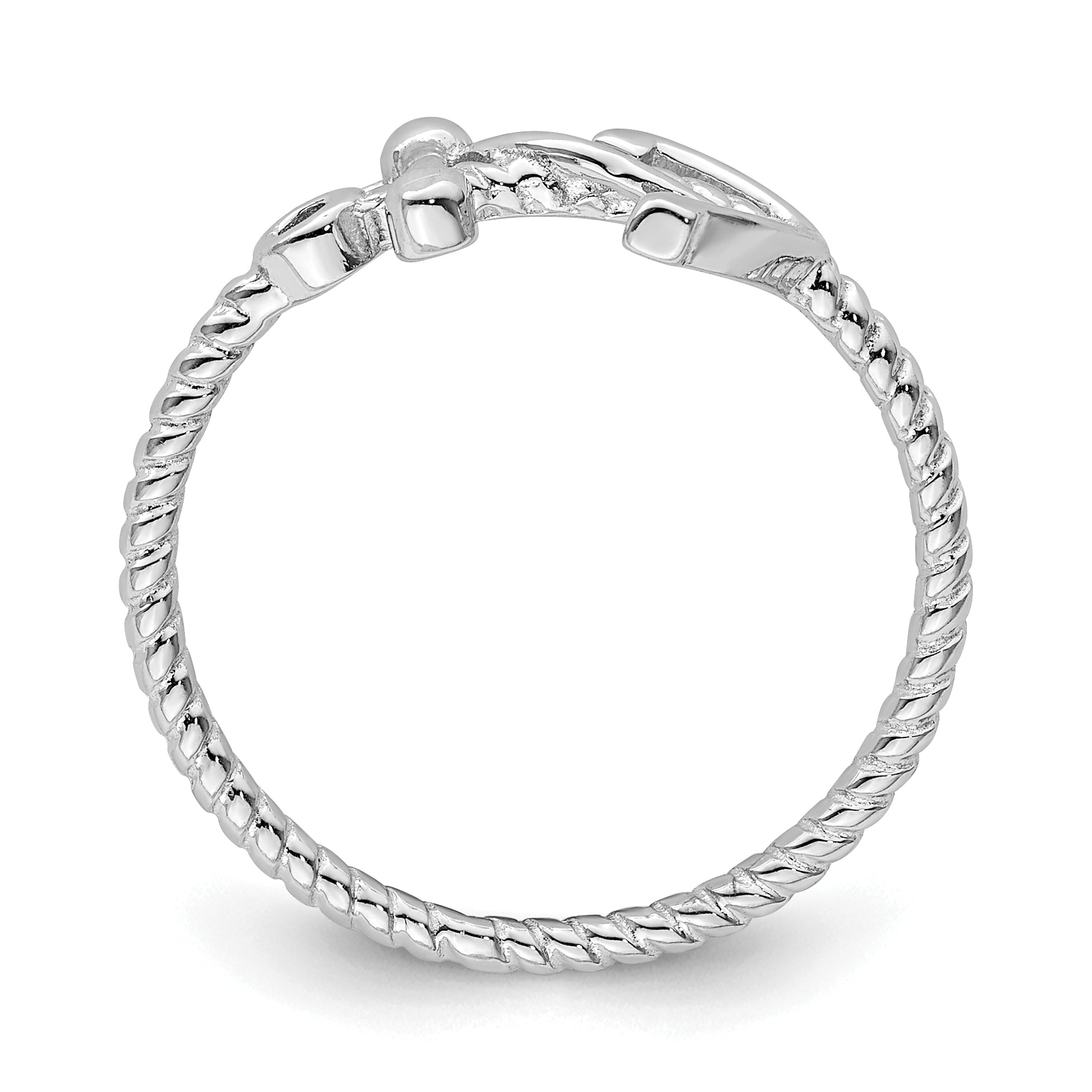 Sterling Silver Rhodium-plated Polished Anchor Ring Secondary image