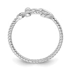 Sterling Silver Rhodium-plated Polished Anchor Ring