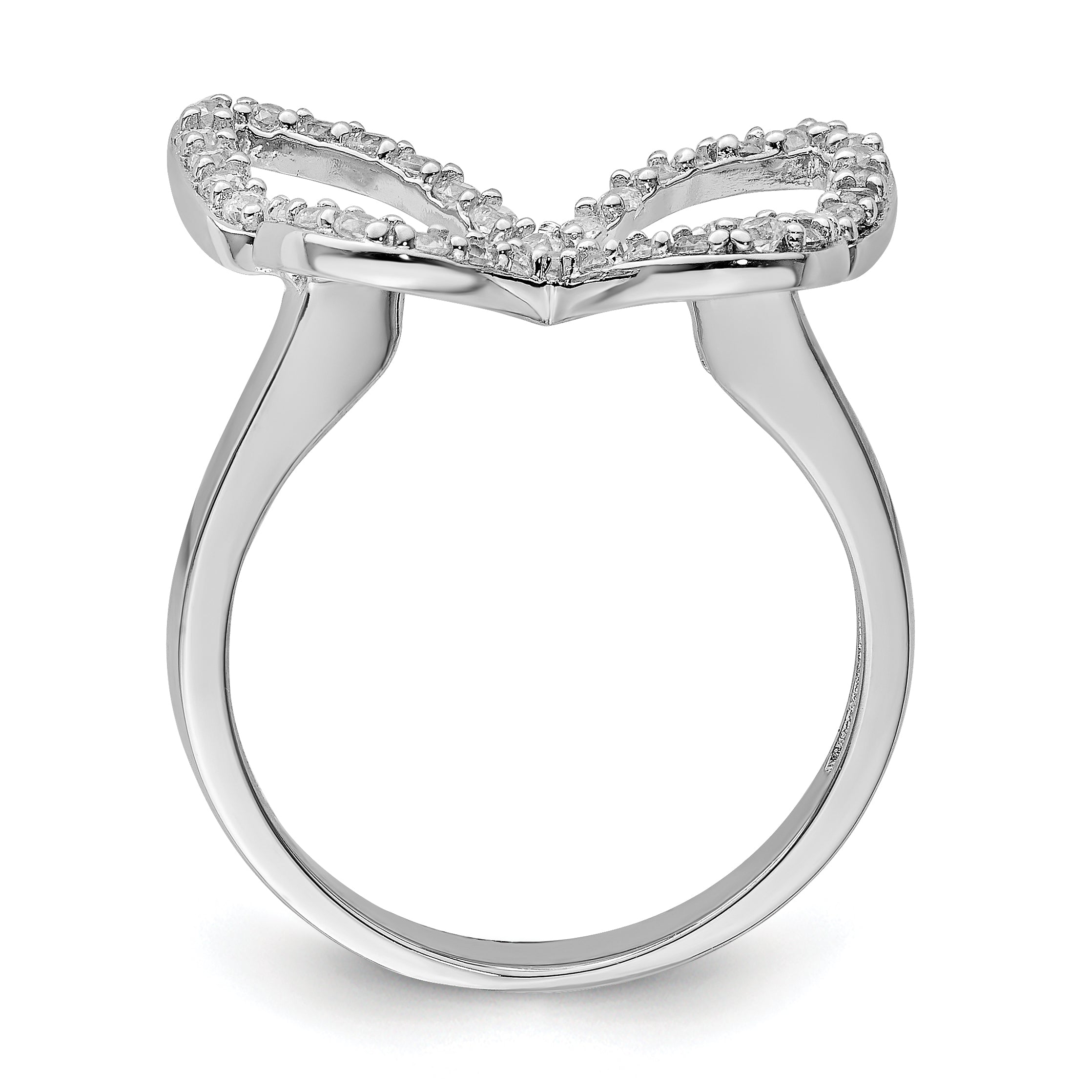 Sterling Silver Rhodium-plated CZ Butterfly Ring Secondary image