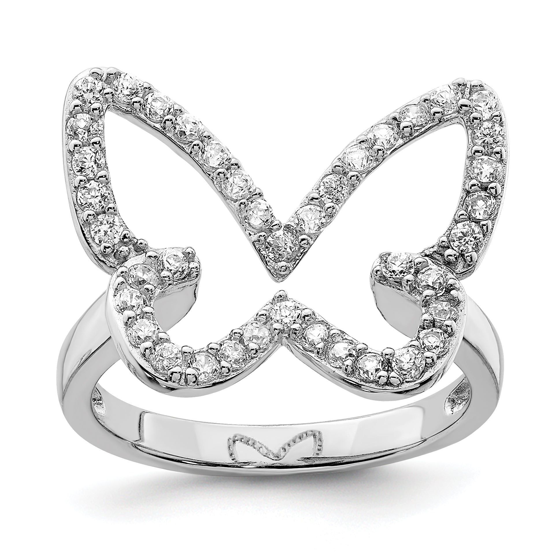 Sterling Silver Rhodium-plated CZ Butterfly Ring Main image