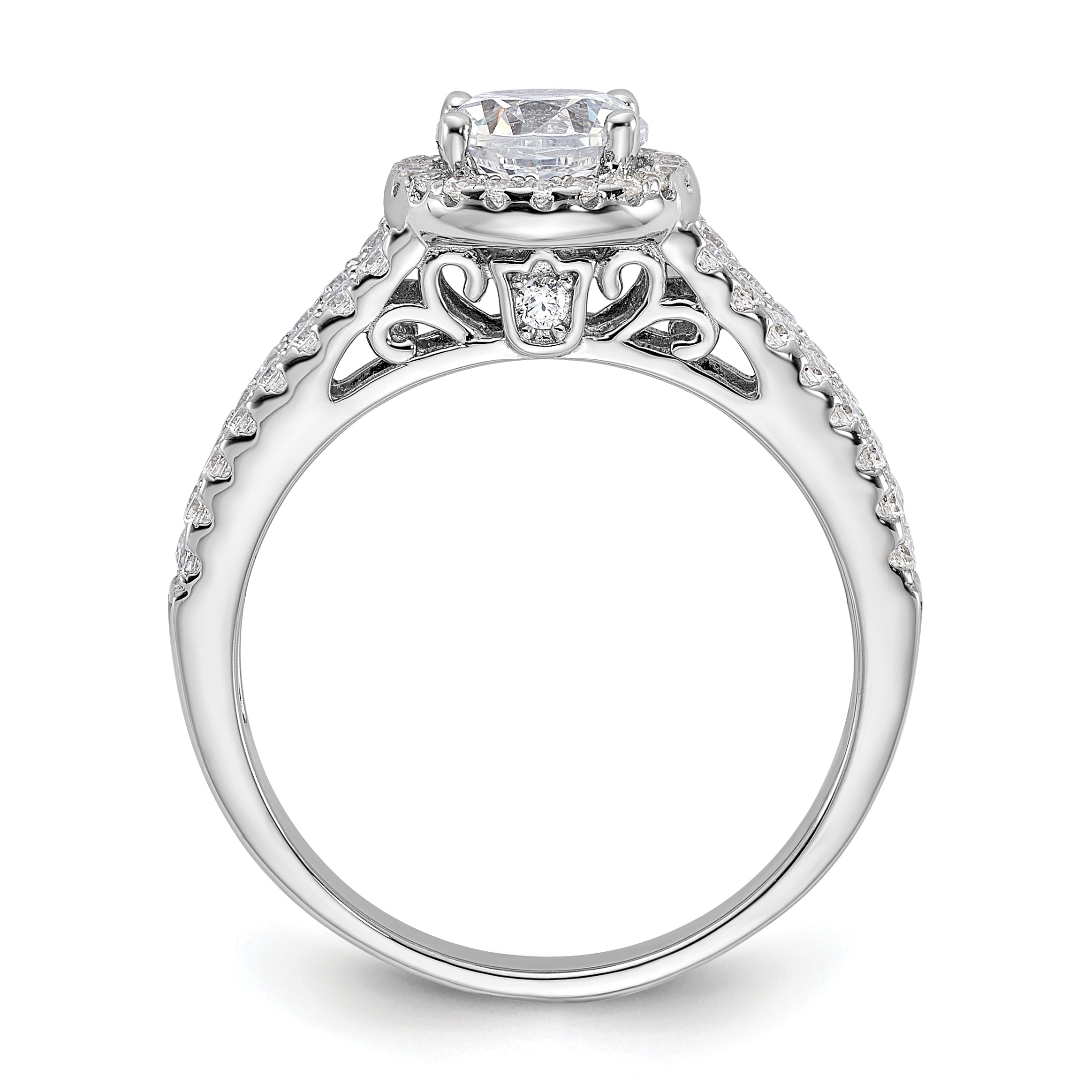 Sterling Silver Rhodium-plated & CZ Ring Secondary image