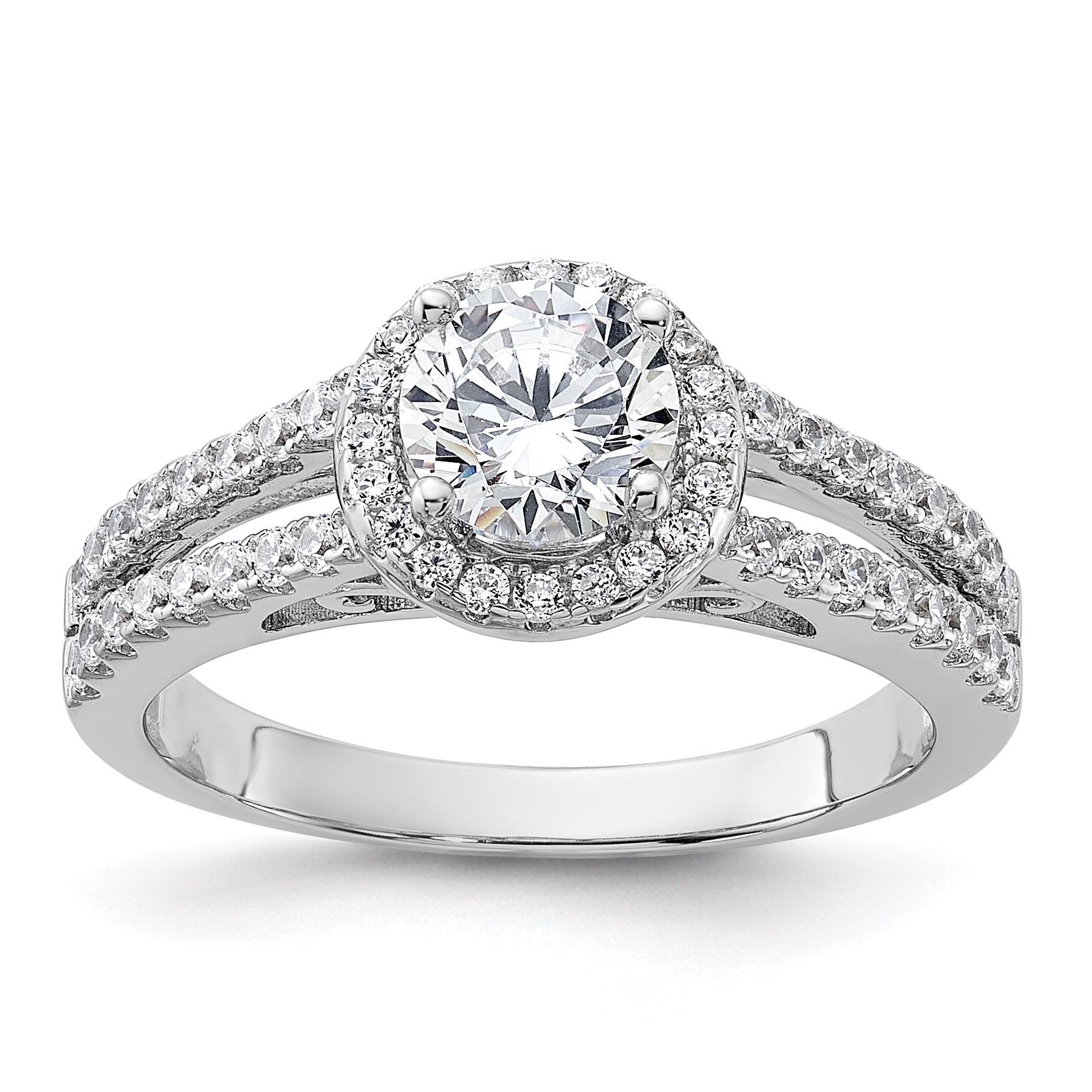 Sterling Silver Rhodium-plated & CZ Ring Main image