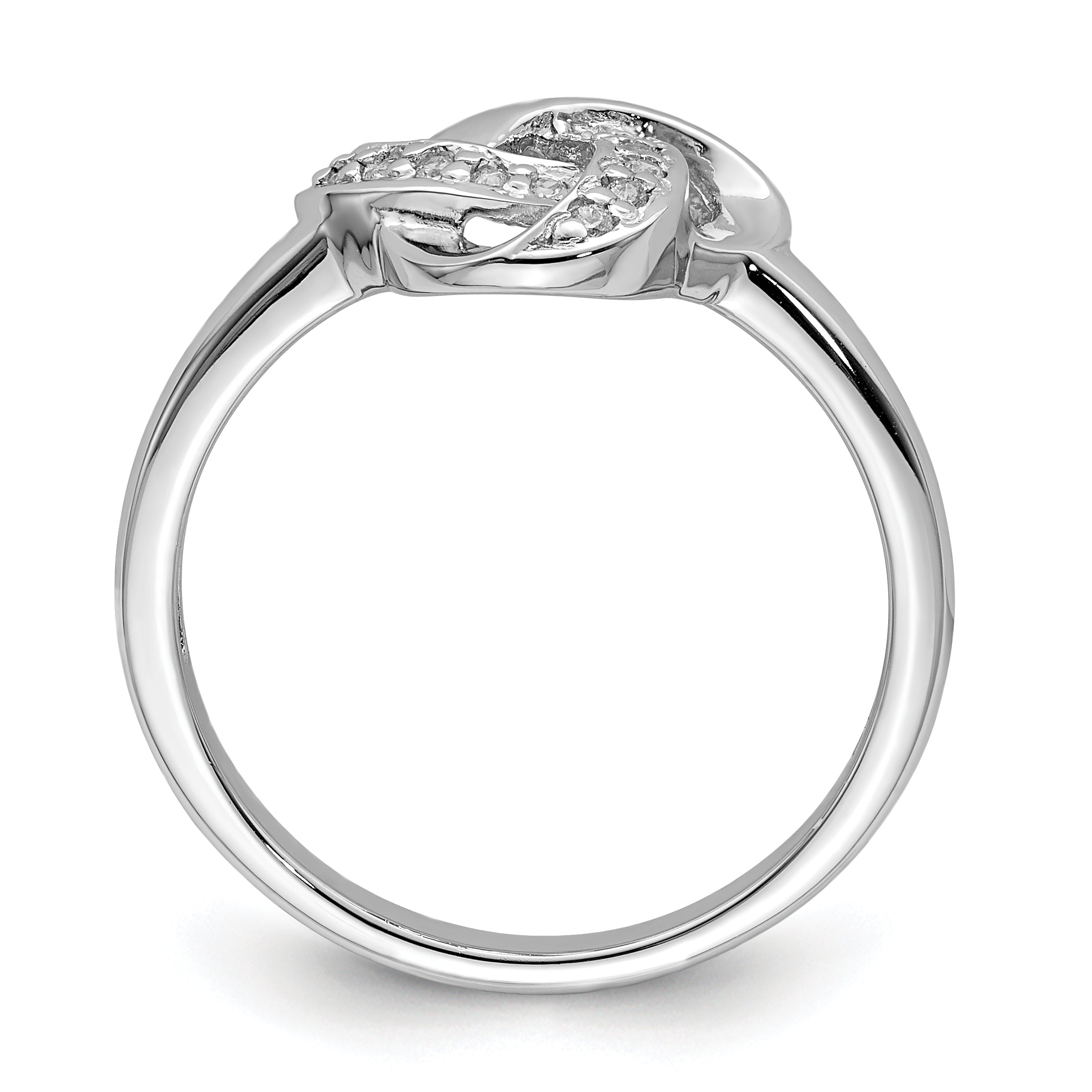 Sterling Silver Rhodium-plated CZ Knot Ring Secondary image