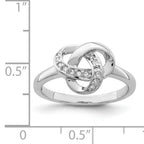 Sterling Silver Rhodium-plated CZ Knot Ring