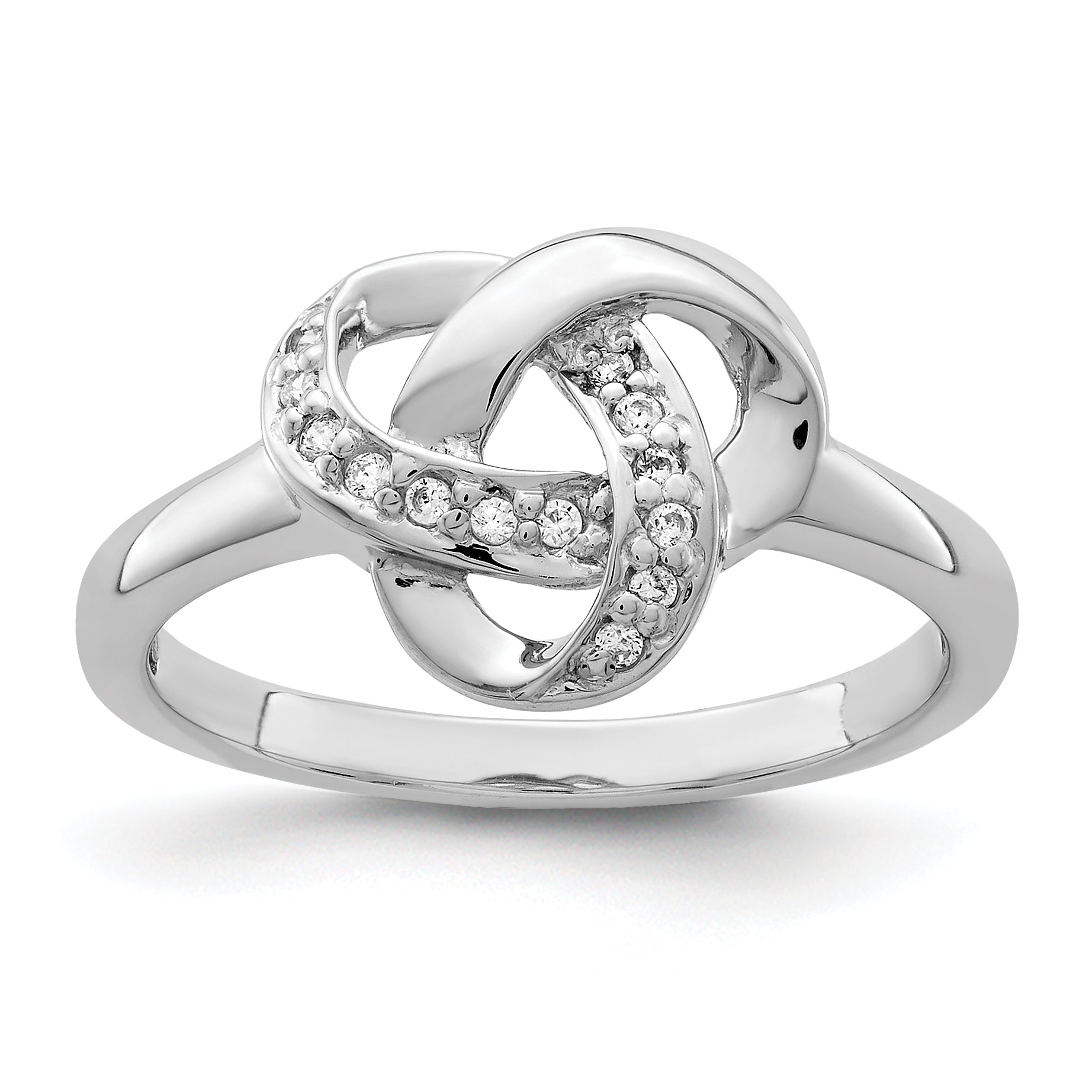 Sterling Silver Rhodium-plated CZ Knot Ring Main image