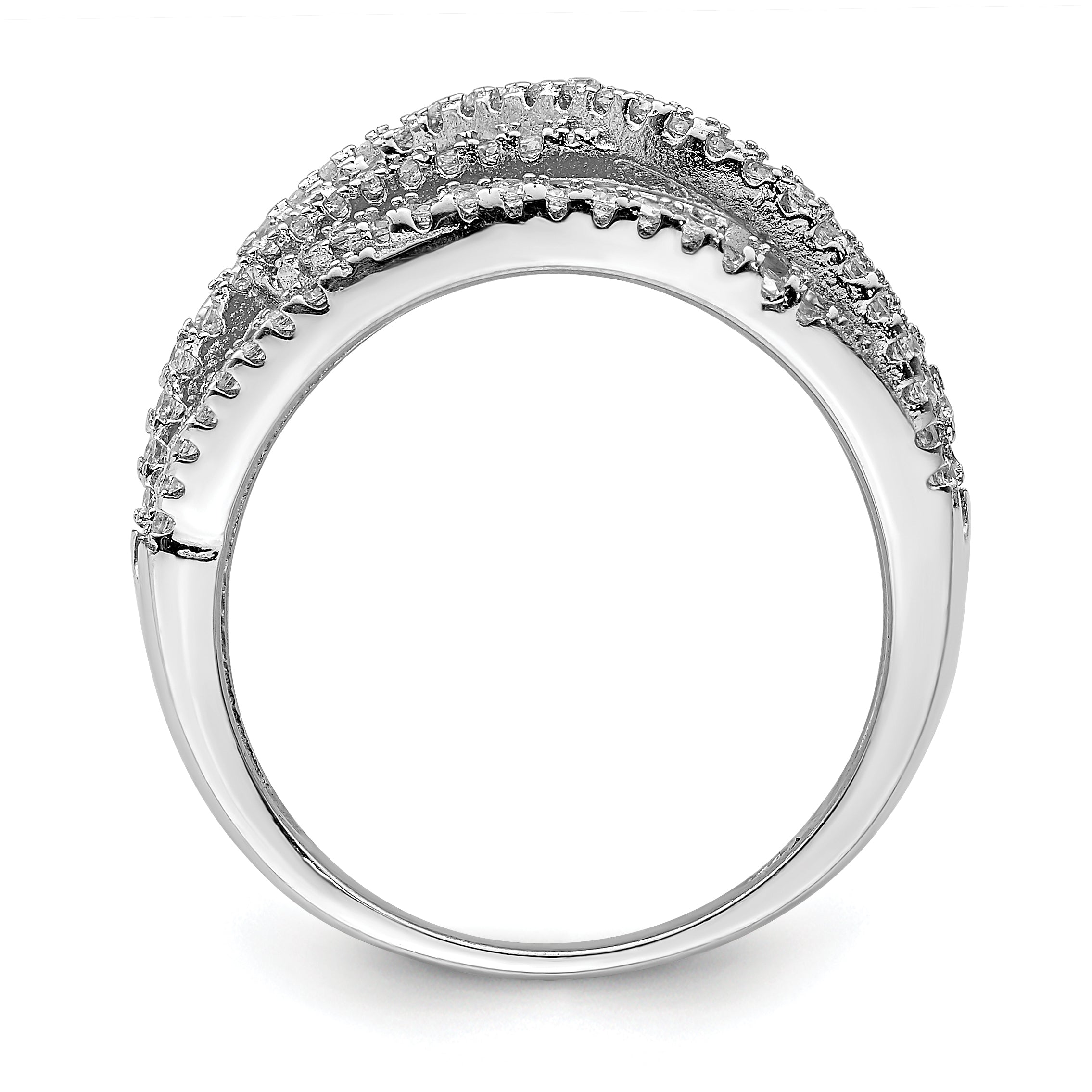 Sterling Silver Rhodium-plated CZ Micro pav‚ Ring