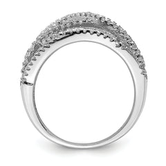 Sterling Silver Rhodium-plated CZ Micro pav‚ Ring