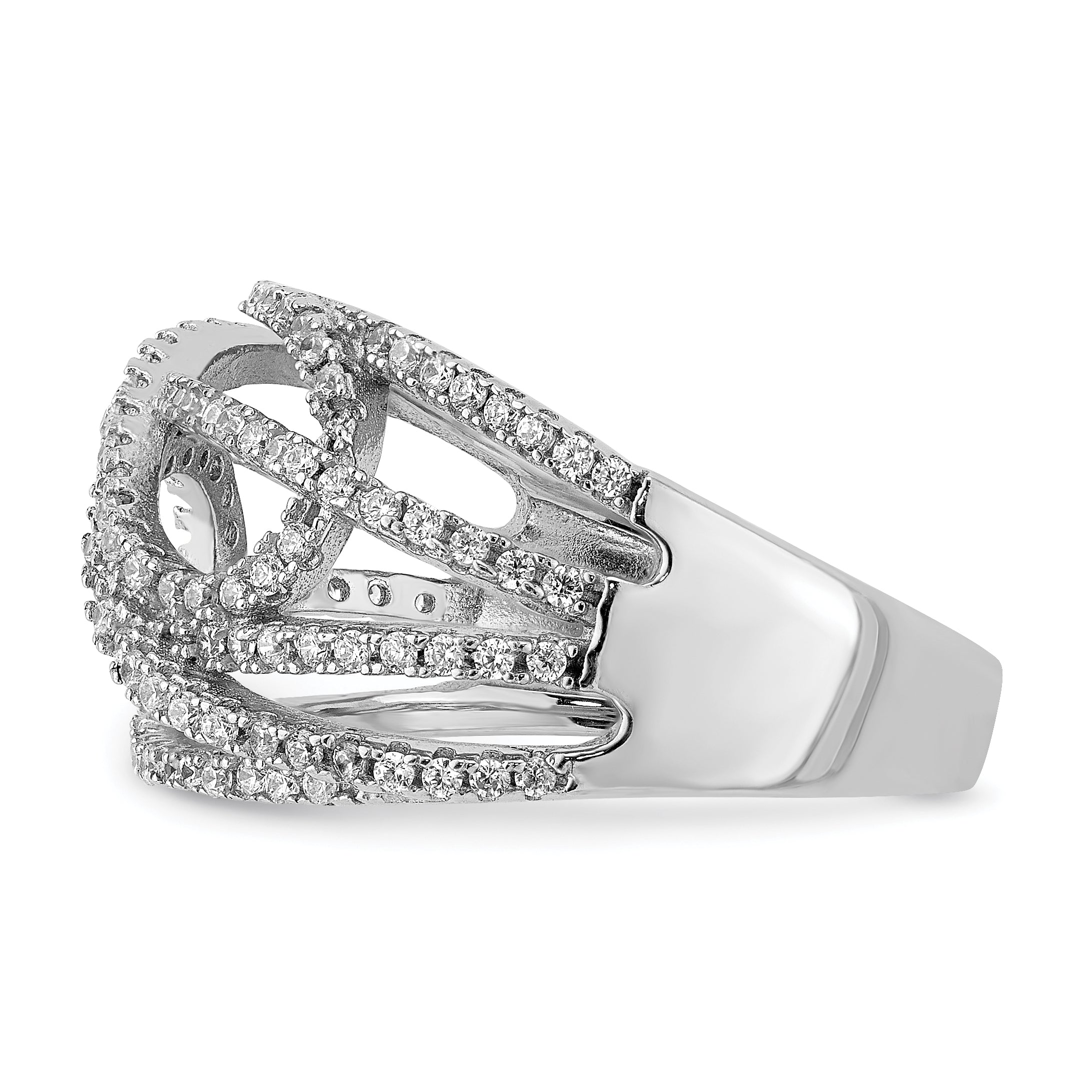 Sterling Silver Rhodium-plated CZ Micro pav‚ Ring