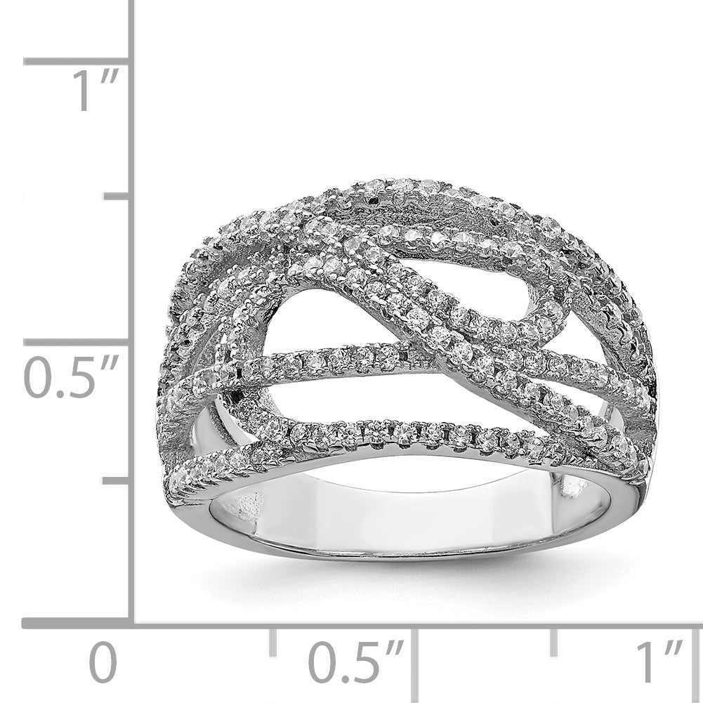 Sterling Silver Rhodium-plated CZ Micro pav‚ Ring