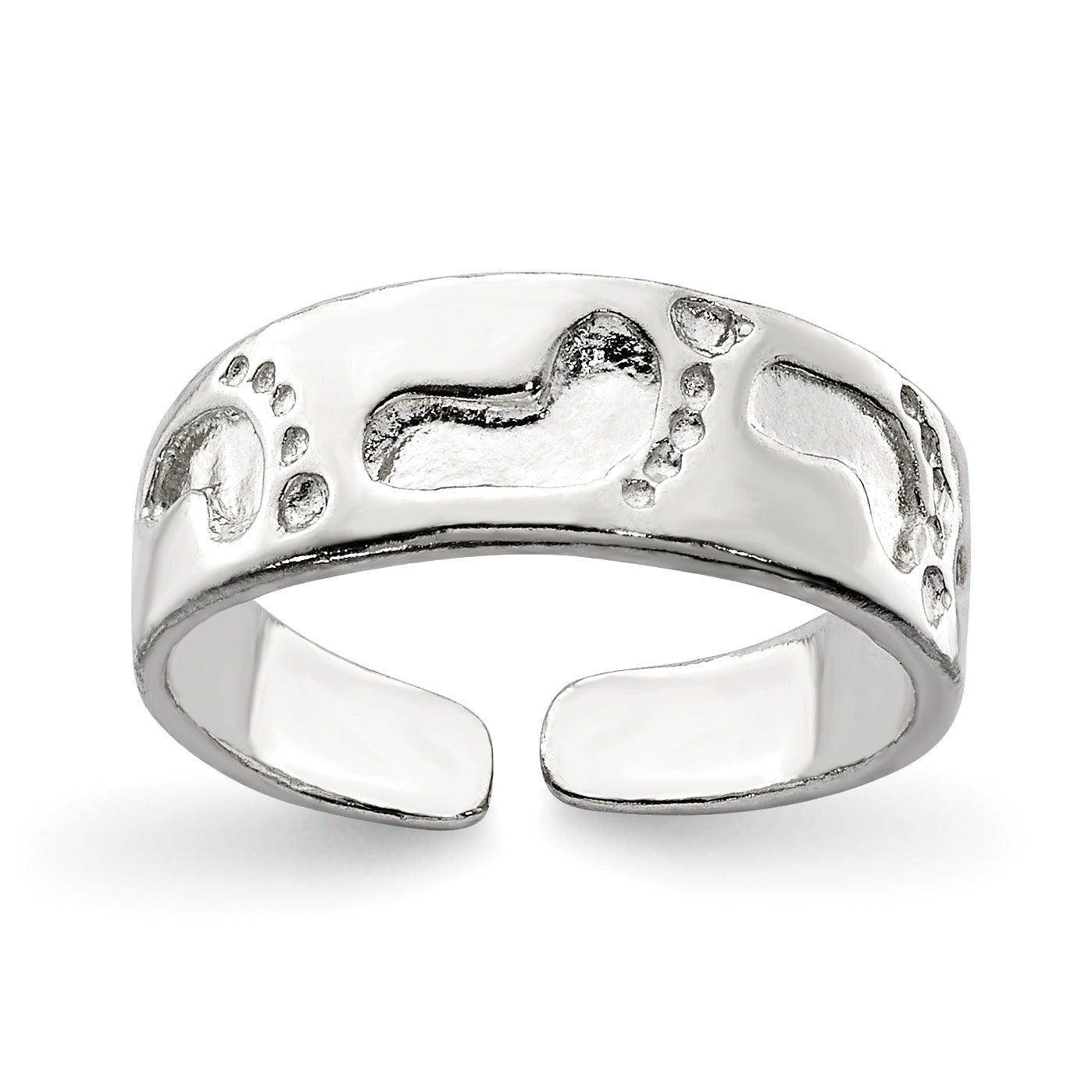 Sterling Silver Foot Print Toe Ring Main image