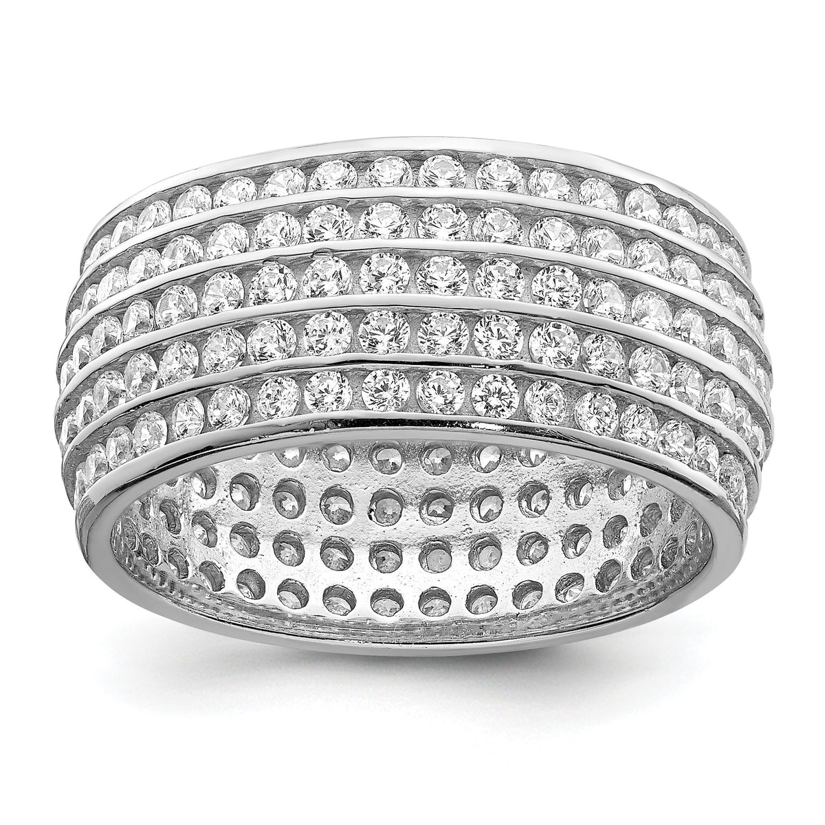 Sterling Silver Rhodium-plated 5-row Eternity Ring, Size 6–8 - Sophia Jewelers Main image