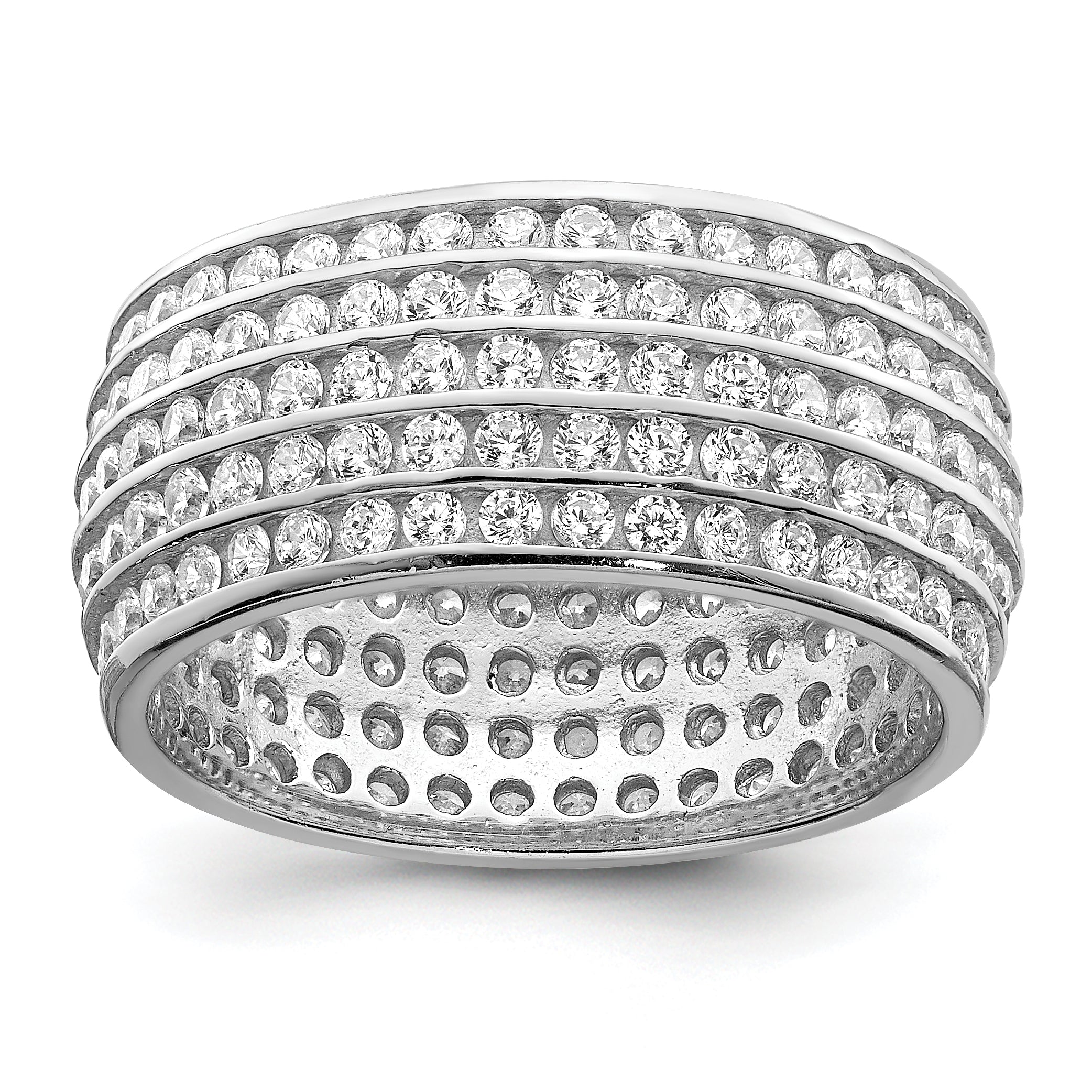 Sterling Silver Rhodium-plated 5-row Eternity Ring Main image