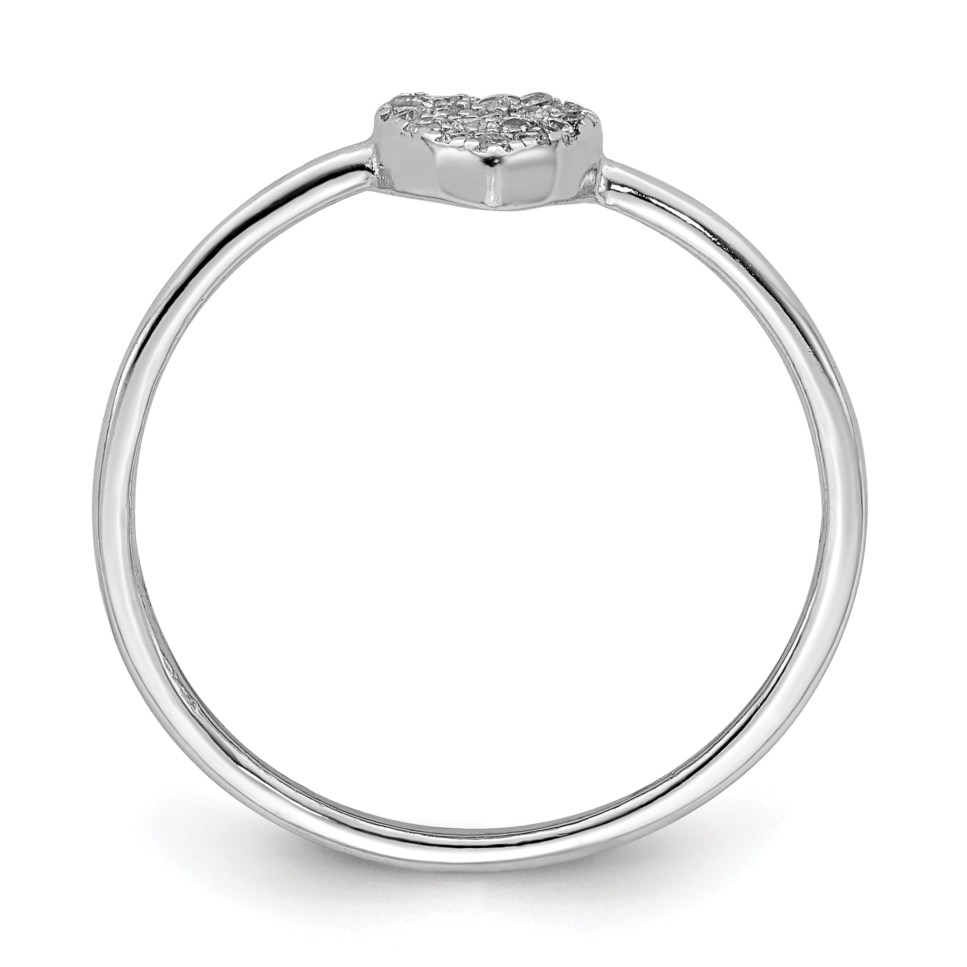Sterling Silver Rhodium-plated Polished CZ Heart Ring Secondary image