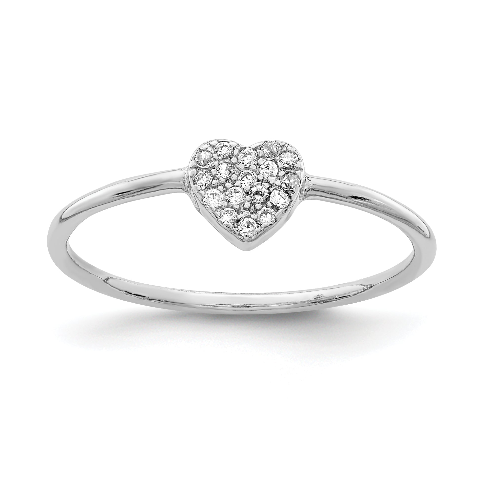 Sterling Silver Rhodium-plated Polished CZ Heart Ring Main image