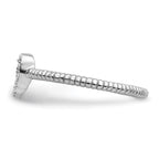 Sterling Silver Rhodium-Plated Polished & Textured Cubic Zirconi Heart Ring