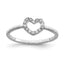 Sterling Silver Rhodium-Plated Polished & Textured Cubic Zirconi Heart Ring