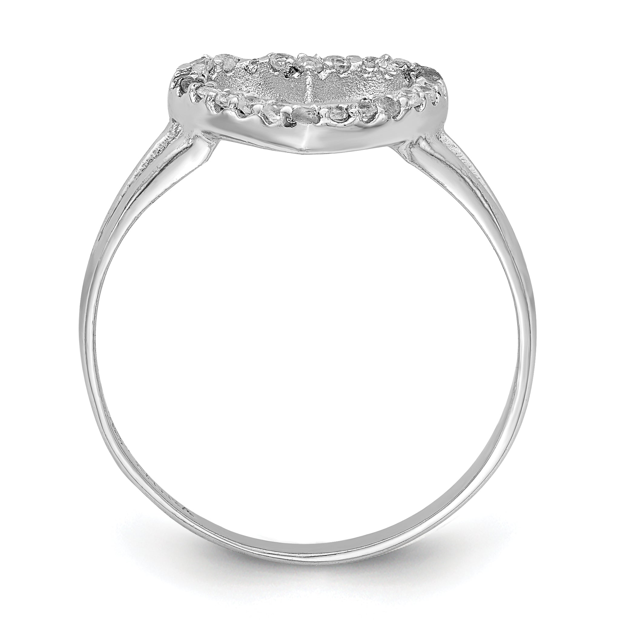 Sterling Silver Rhodium-Plated Polished Cubic Zirconi Heart Ring Secondary image