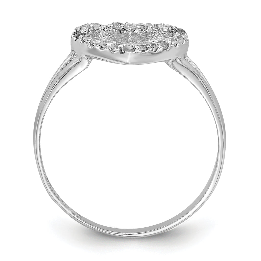 Sterling Silver Rhodium-Plated Polished Cubic Zirconi Heart Ring